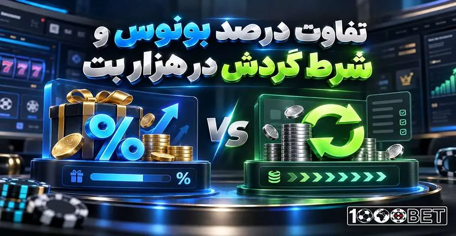 تفاوت درصد بونوس و شرط گردش در هزار بت